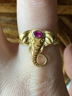 Genuine Ruby Sterling Silver Elephant Ring Size 9.25